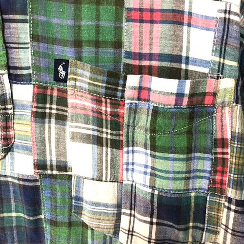 VTG Ralph Lauren Purcell Madras Shirt Men's L Patchwork India Pony Button Down - Picture 4 of 10