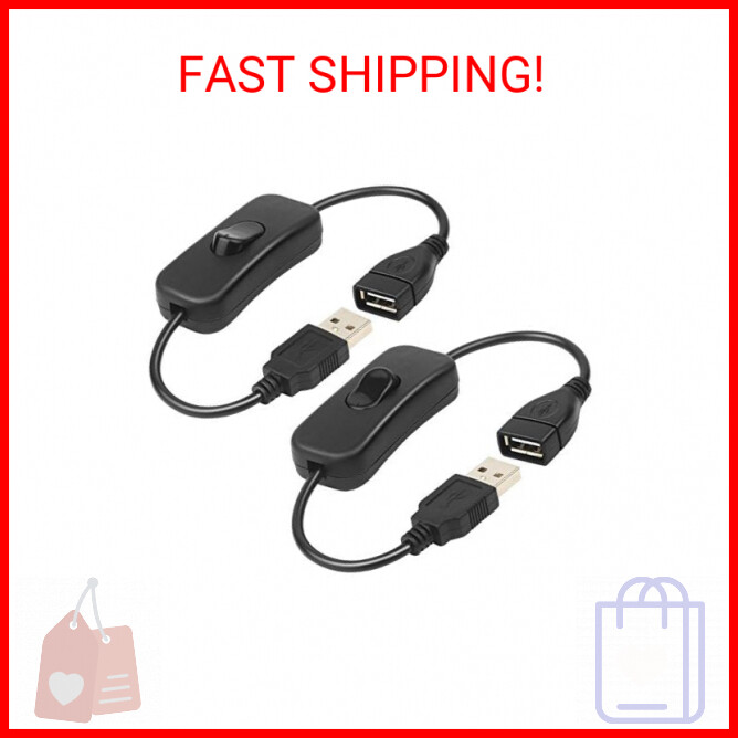 ELECTOP 2 Pack Male to Female USB Cable with On/Off Switch, USB ...