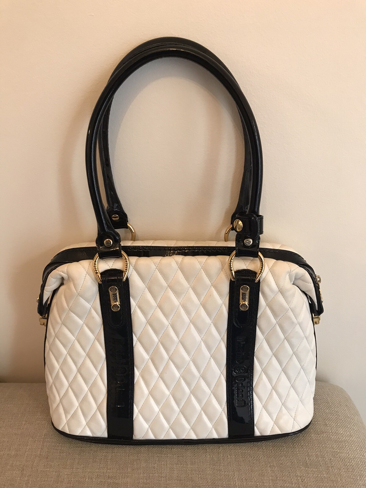 Marino Orlandi Quilted Leather Satchel Handbag White … Gem