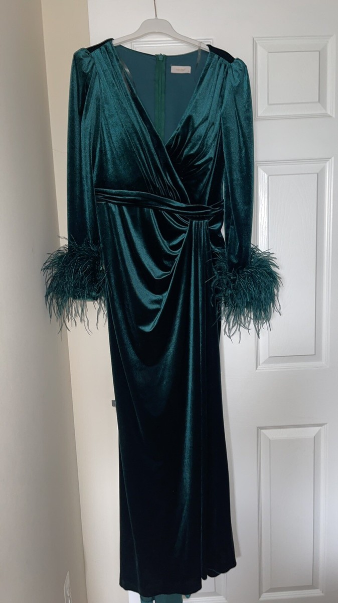 hunter green velvet long dress Hunter Green Velvet Pleated Wrap Maxi Dress