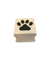 Paw Print Stamper Wood Block Rubber Stamp Dogs Cats Pets Children Parties