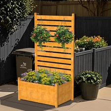 SLSY Extra Tall Privacy Screen Fence&Planter Box 73"Hx41"W Air Conditioner Fence