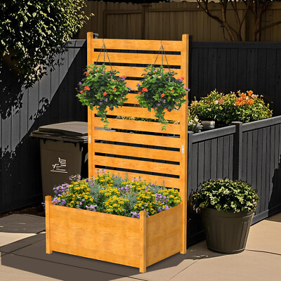 SLSY Extra Tall Privacy Screen Fence&Planter Box 73''Hx41''W Air Conditioner Fence