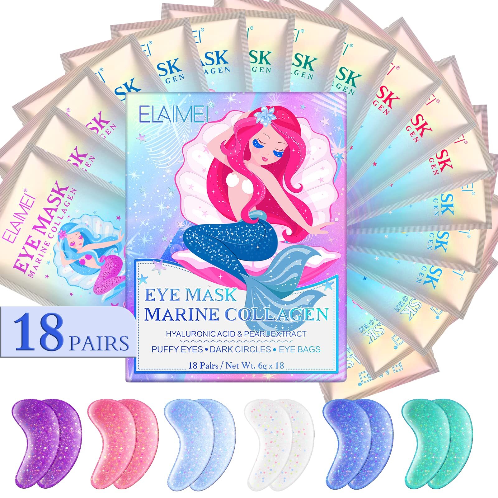 18-Pair Pearl Under Eye Mask with Natural Marine Collagen for Brightening-image