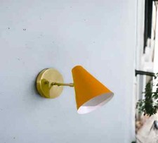 1950's Mid Century Handmade Brass Italian Diabolo Wall Sconce Light Fixture