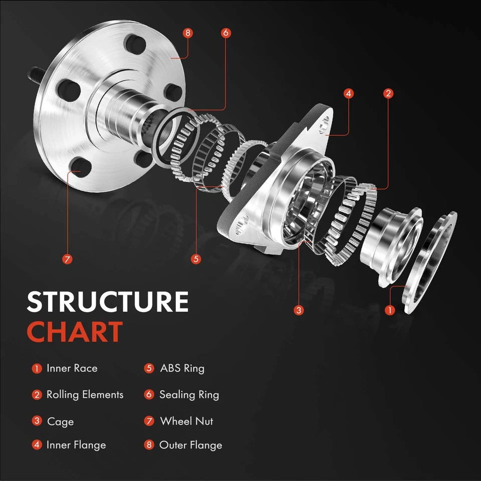 2x Conjunto de cojinete de cubo de rueda lateral trasera para Hyundai Elantra Kia Spectra Spectra5 Foto 3 de 4