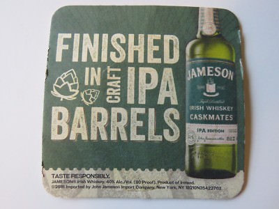 Bier Breweriana Untersetzer ~ JAMESON Irish Whiskey Gereift In Craft IPA Fässern