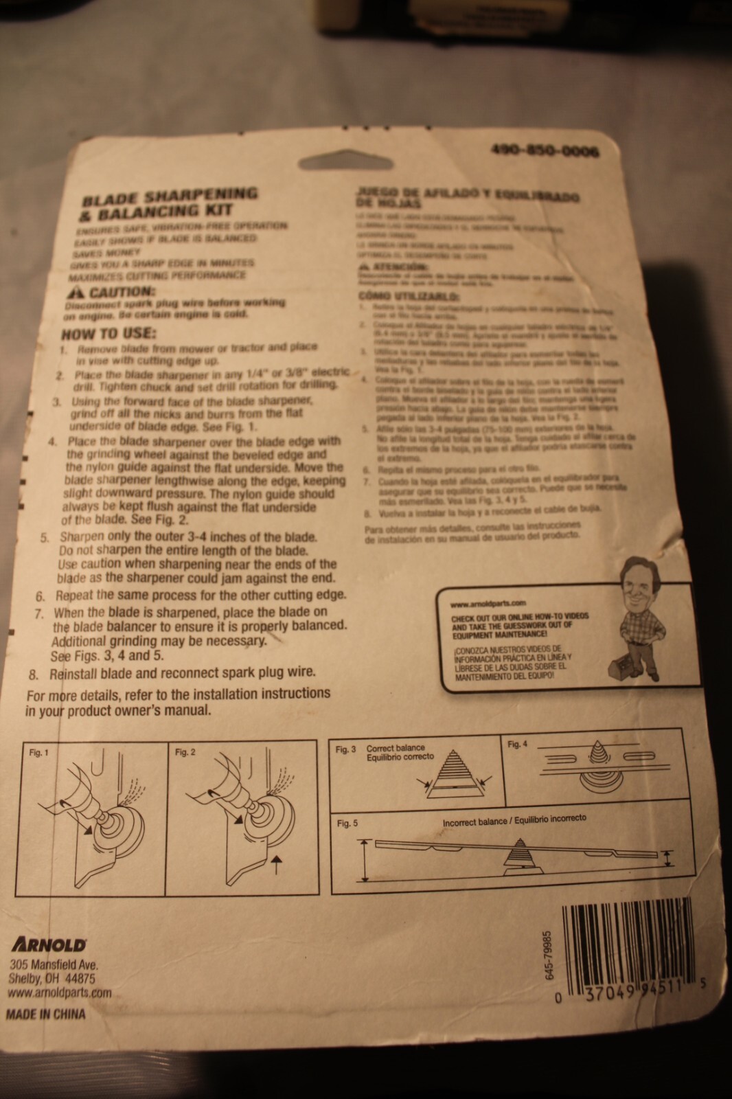 Lawnmower Blade Sharpening Kit and Balancing Kit Arnold Universal eBay