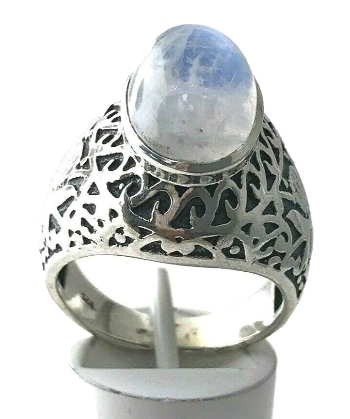 Sterling Silver Moonstone Statement Ring Oval Cab… - image 5