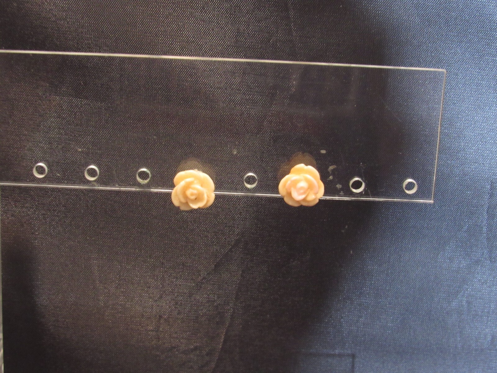 Stud Earrings with a Light Orange Rose Flower-image