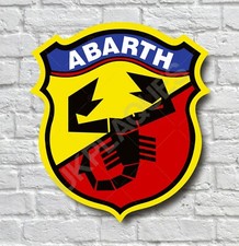 ABARTH 1969-2007 2FT GARAGE WANDSCHILD PLAKETTE WERKSTATT AUTO MANN H&Ouml;HLE FIAT 500 595