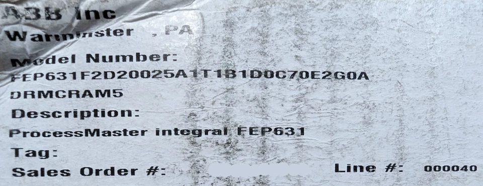 ABB FEP631 Electromagnetic Flowmeter ProcessMaster 631 24Vdc Size:DN25 1inch NEW - Image 3 of 4