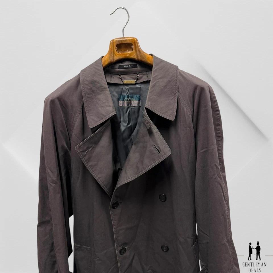 Gabardina de Colección Sanyo Doble Pecho Hecha en Japón 44 L Largo Cinturón Forrada en Lana Foto 2 de 4