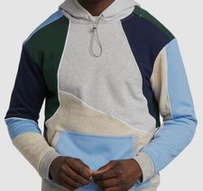 $620 Ahluwalia Men's Gray Blue Marcel Colorblock Hoodie Sweater Size M