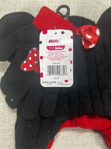 Girls Disney Minnie Mouse Hat Gloves Set Fleece Lined Mickey Junior - Picture 5 of 7