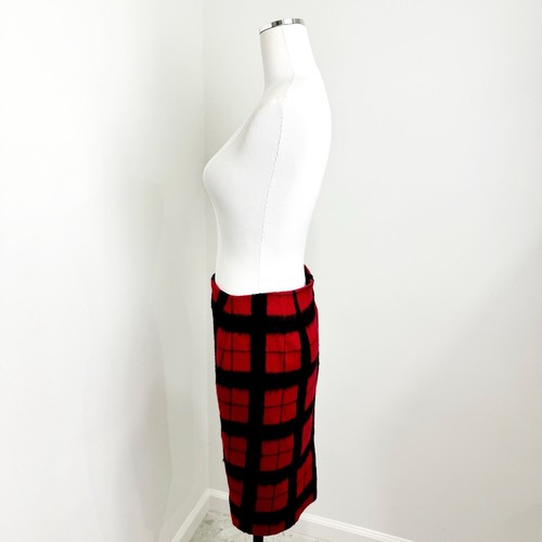 NWT $119 Talbots Womens Size 14 Red Black Plaid Skirt Wool Blend Windowpane Fall - Picture 4 of 10