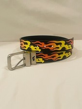 Tony Hawk Skate Boarding Flames Belt Silver Buckle Boy's XS 19"-21" EUC
