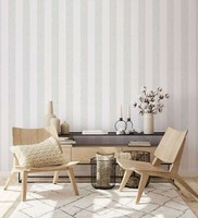 Vliestapete Blockstreifen Textilstruktur Grau Creme Glitzer 34409 (4,67€/1Qm)