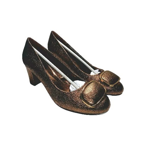 Zapatos de vestir ASHRO para mujer sin cordones tacón alto arrugado talla 10 M bronce NUEVO Foto 2 de 4