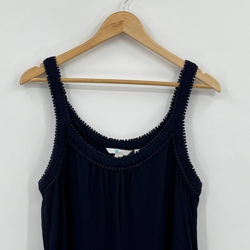 Boden Cami Top Women's 10 Navy Camisole Pullover Pom Pom Boho Stretch Scoop  Neck | eBay