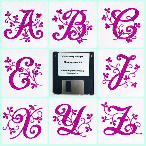 Monograms Collection #3 Embroidery Designs Disk For Husqvarna Viking Designer 1