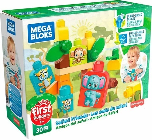 MEGA BLOKS Safari Friends First Builders 30 PC Plant-Based Blocks Fisher Price