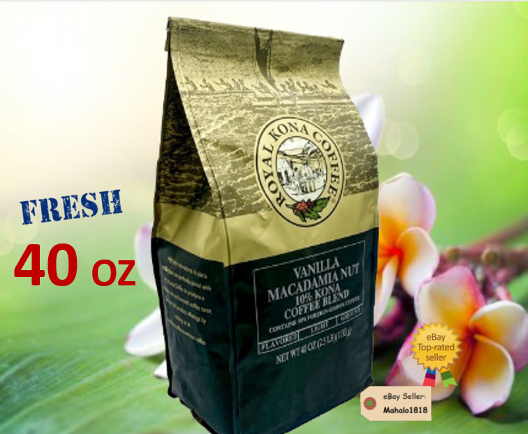 ❤️40 oz. FRESH Royal Kona VANILLA MACADAMIA coffee10% Ko