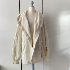 Free People Solid Nomad Shacket Hooded Relaxed Ivory Size L Large