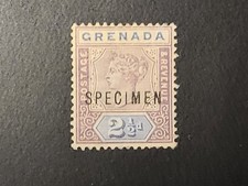 TIMBRE SPÉCIMEN GRENADE DEUX PENCE ET DEMI 2 1/2d REINE VICTORIA MH AGRÉABLE À POSSÉDER
