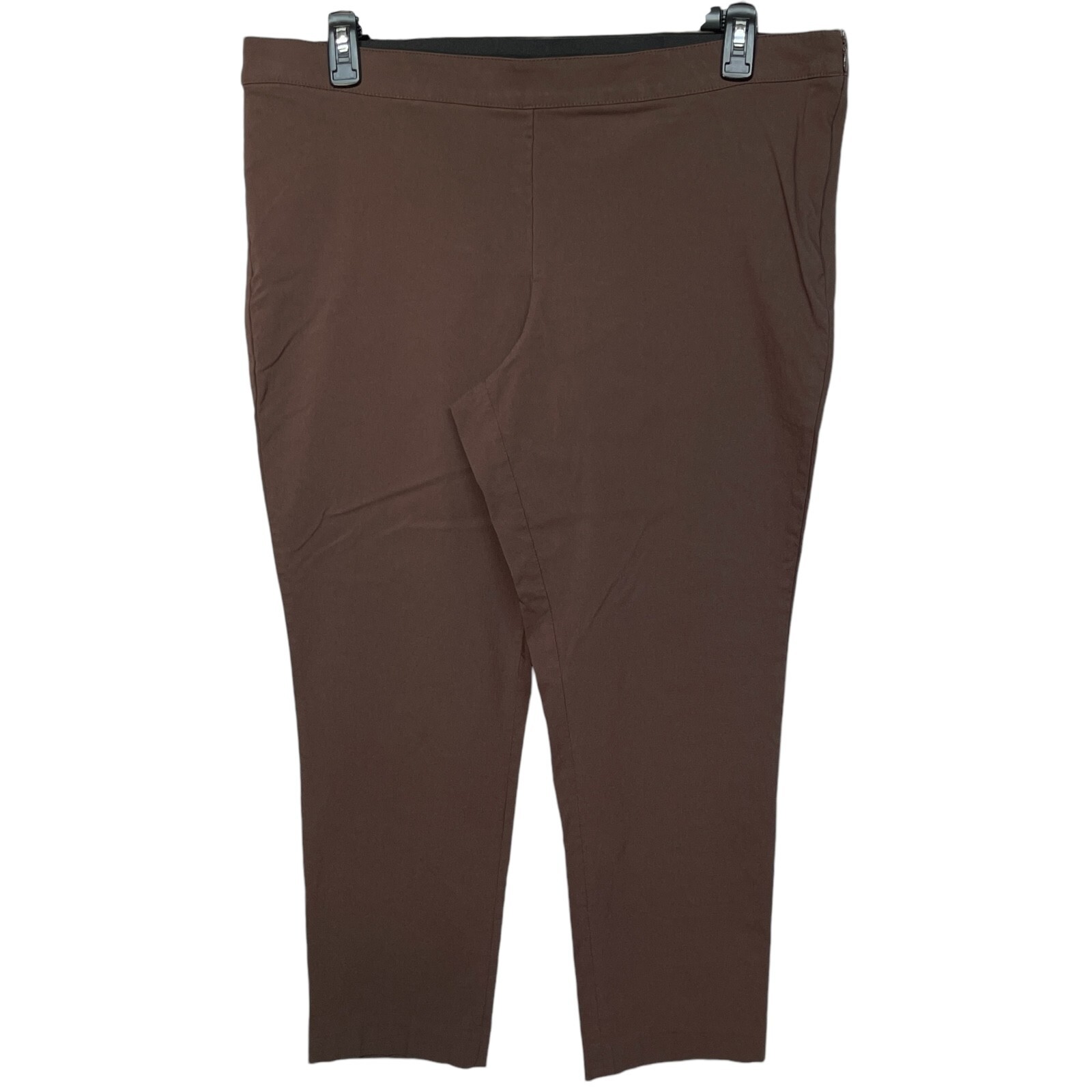 Lane Bryant Women Ankle Pants Size 20 Brown Side Zip Stretch Back Pockets Career