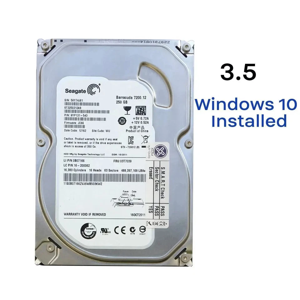 HDD 3.5" SATA Hard Drive with Windows 7/Win 10 Installed Legacy - Image 3 of 4