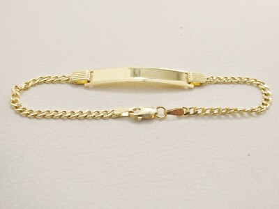 REAL 10K SOLID YELLOW GOLD 6 INCH CURB STYLE BABY BRACELET