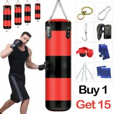 Heavy Boxing Punching Bag Training Gloves Speed Set Kicking MMA Workout GYM