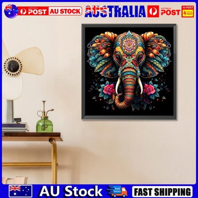 5D DIY Full Round Drill Elephant Diamond Painting Animal Kit Home Decor ...