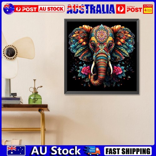 5D DIY Full Round Drill Elephant Diamond Painting Animal Kit Home Decor ...