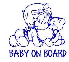 Funny Car Sticker Baby On Board Teddy Bear Vinyl Car Sticker Blue