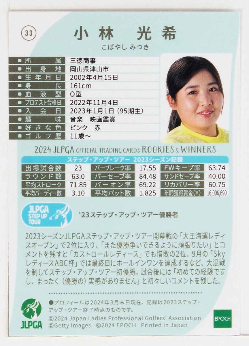 MITSUKI KOBAYASHI - 2024 JLPGA ROOKIES＆WINNERS Women's