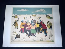 Ivan Generalic, Peasant Village Dance Scene Screenprint Signed 21/100 COA