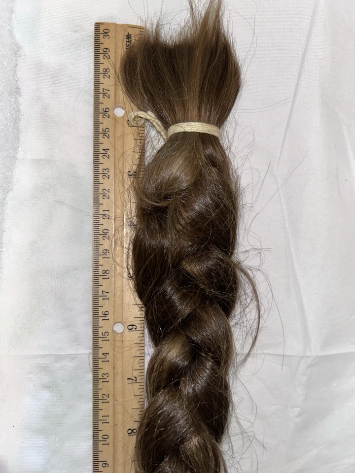 Real V1rg1n Human Hair Cut Ponytail Braid 17” Inch Long + Spiral 5.7 Oz Brown - Image 4 of 4