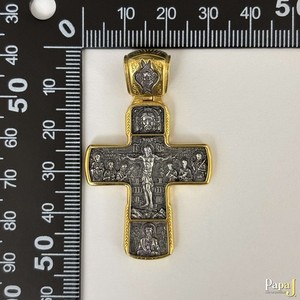Authentic Orthodox Cross Pendant Sterling Silver 925 Gold Plated Boys Necklace