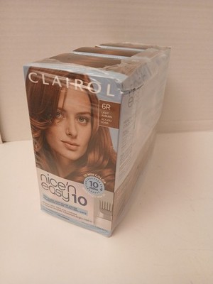 THREE Clairol Nice'n Easy 10 6R Light Auburn Hair Dye Kits