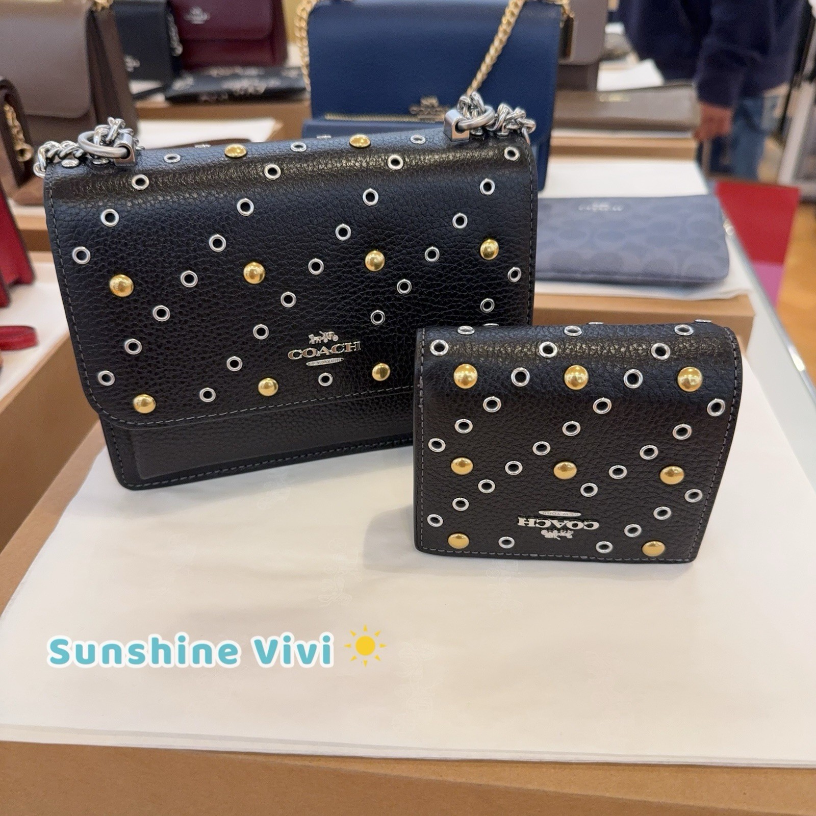 NWT Bundle Coach Mini Klare Crossbody Bag Rivets CCE10 & CCL78 Snap Wallet Box image 2