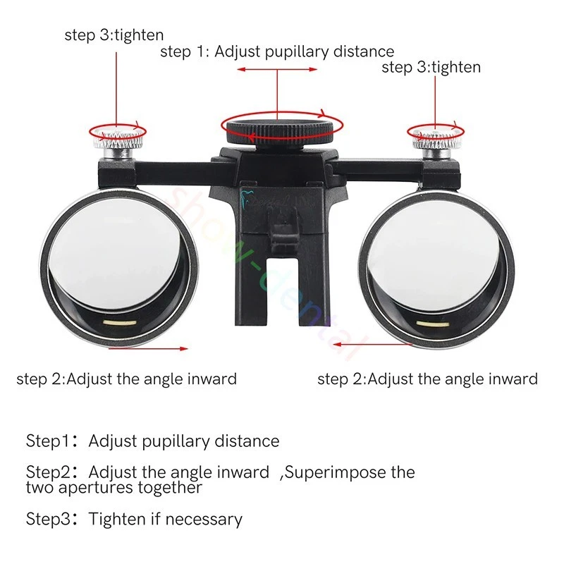 Diadema quirúrgica dental lupas quirúrgicas binoculares 2,5 x 3,5 x W luz de cabeza LED Foto 4 de 4