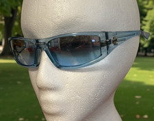 SPY Sunglasses Men or Women Wrap Clear Light Blue Frame Brown Gradient Lens Rare