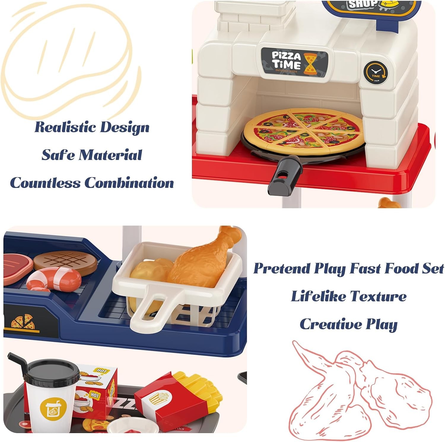 как выглядит Kids Pizza Oven Play Set: Ice Cream Maker, Card Reader, Cash Register, Play... фото