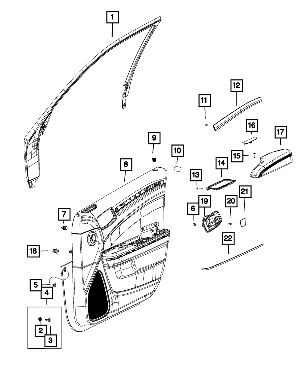 Genuine Mopar Front Door Trim Panel Assembly Right 6BY382X9AF