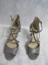 NINE WEST  "GET IT GIRLS" GRAY LEATHER ZIP BACK PUMPS, SIZE 8.5 M, MINT!