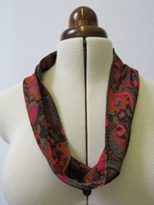 Thin Loop Scarf, Jersey, "Jewel Garden", Navy, Pink, Blue, Green, 13cm Wide