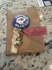 Vintage 1970's Pin Back Button, Ribbon & Charm Buffalo Bills White Helmet — photo 1