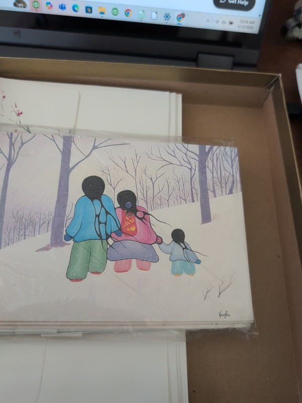 Unicef Christmas Cards Cecil Youngfox NIP Man,Woman & Child in snow walking